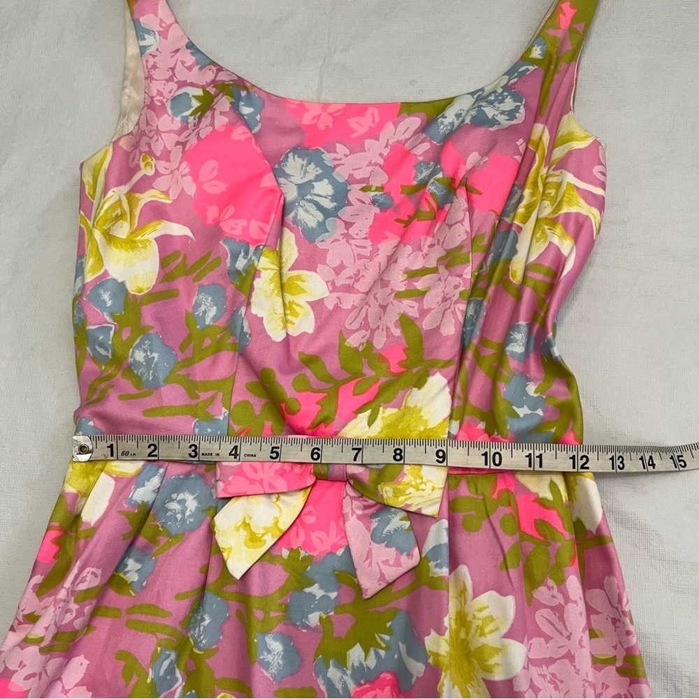 Vintage Mardi Gras Pink Floral MCM Mod Long Dress - Picture 10 of 13